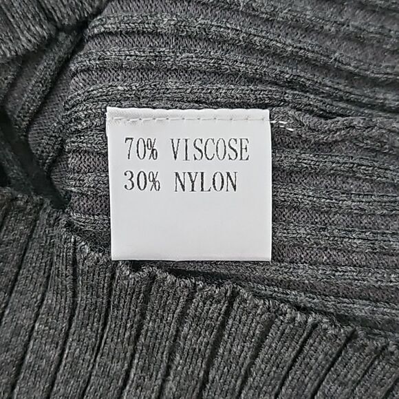 AmélieBoutik Women Scoop Neck Long Sleeve Scalloped Cuff Ribbed Sweater Gray S - Picture 9 of 10
